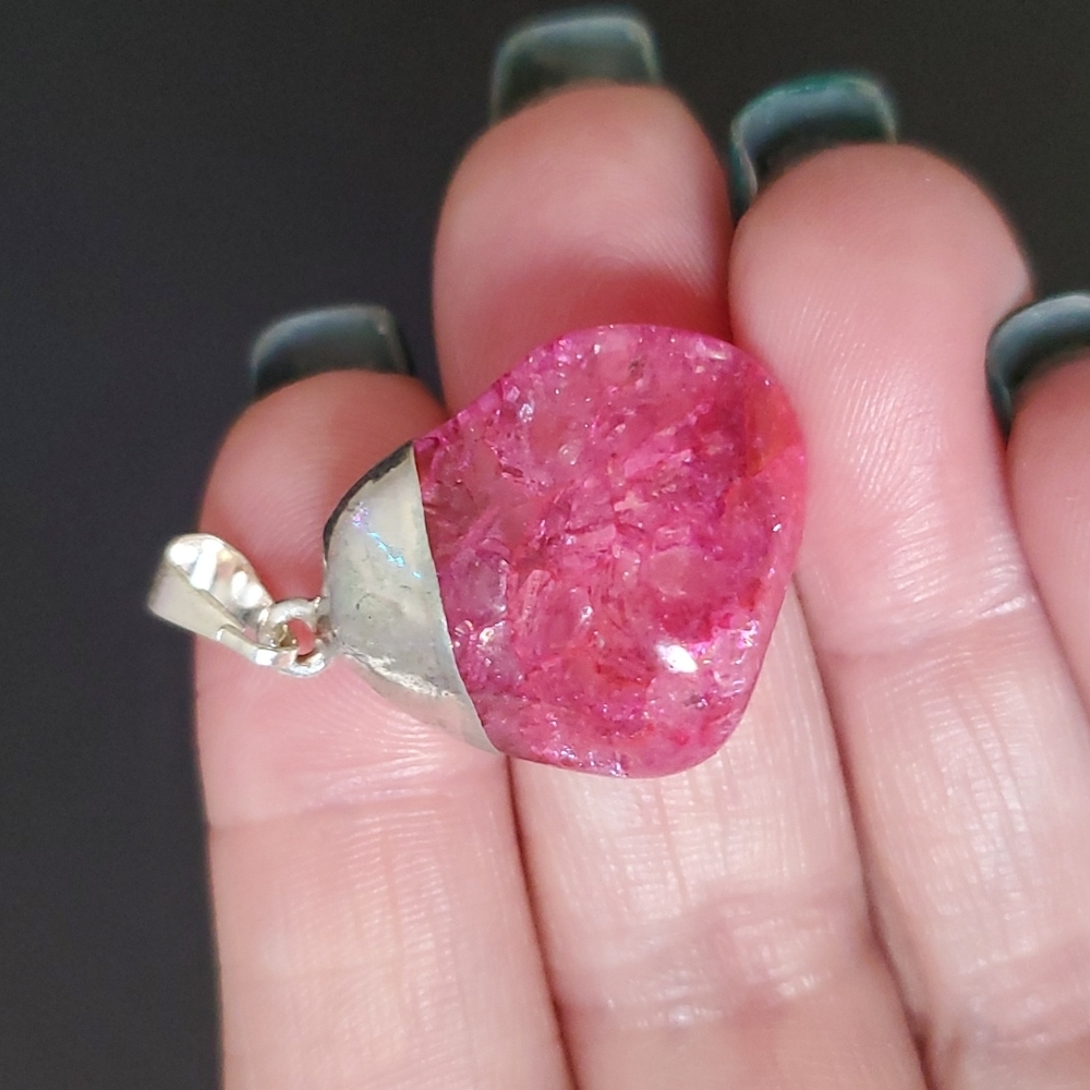 Dyed Pink Agate Pendant - no chain